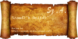 Szamák Anikó névjegykártya